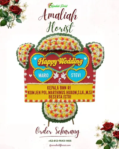 Karangan Papan Bunga Pernikahan di Kagok